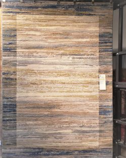 Modern Geometric Striped Blue Machine-Made Rug *