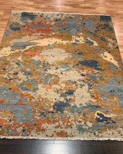 Contemporary Abstract Hand Knotted Wool Rug