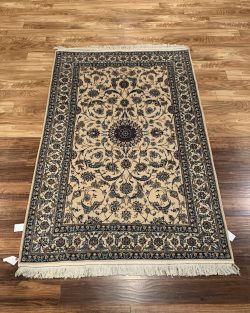 Hand Knotted Wool & Silk Nain Rug