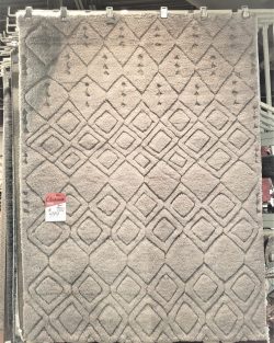 Moroccan Hand-Knotted Diamond Pattern Wool Rug