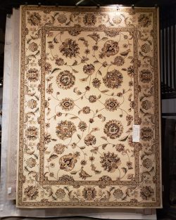 Contemporary Floral Beige Machine-Made Rug