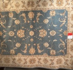 7'10" x 10'10"  Turkish 100% Wool Decorative in Blue and Ivory