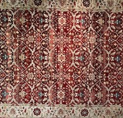 7'10" x 9'10" Turkish Decorative, Brick and Ivory