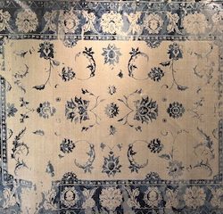 7'10" x 10'10" 100% Wool Turkish Decorative, Navy & Gold