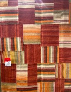 5'7" x 7'10" 100% Wool, Handmade Patchwork Design in Multi Colors