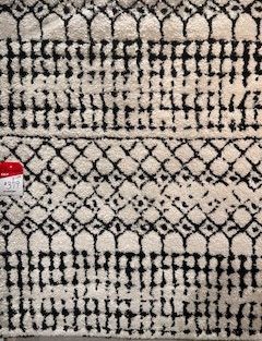 Decorative Ivory & Black Turkish Powerloom, 5'1" x7'5"