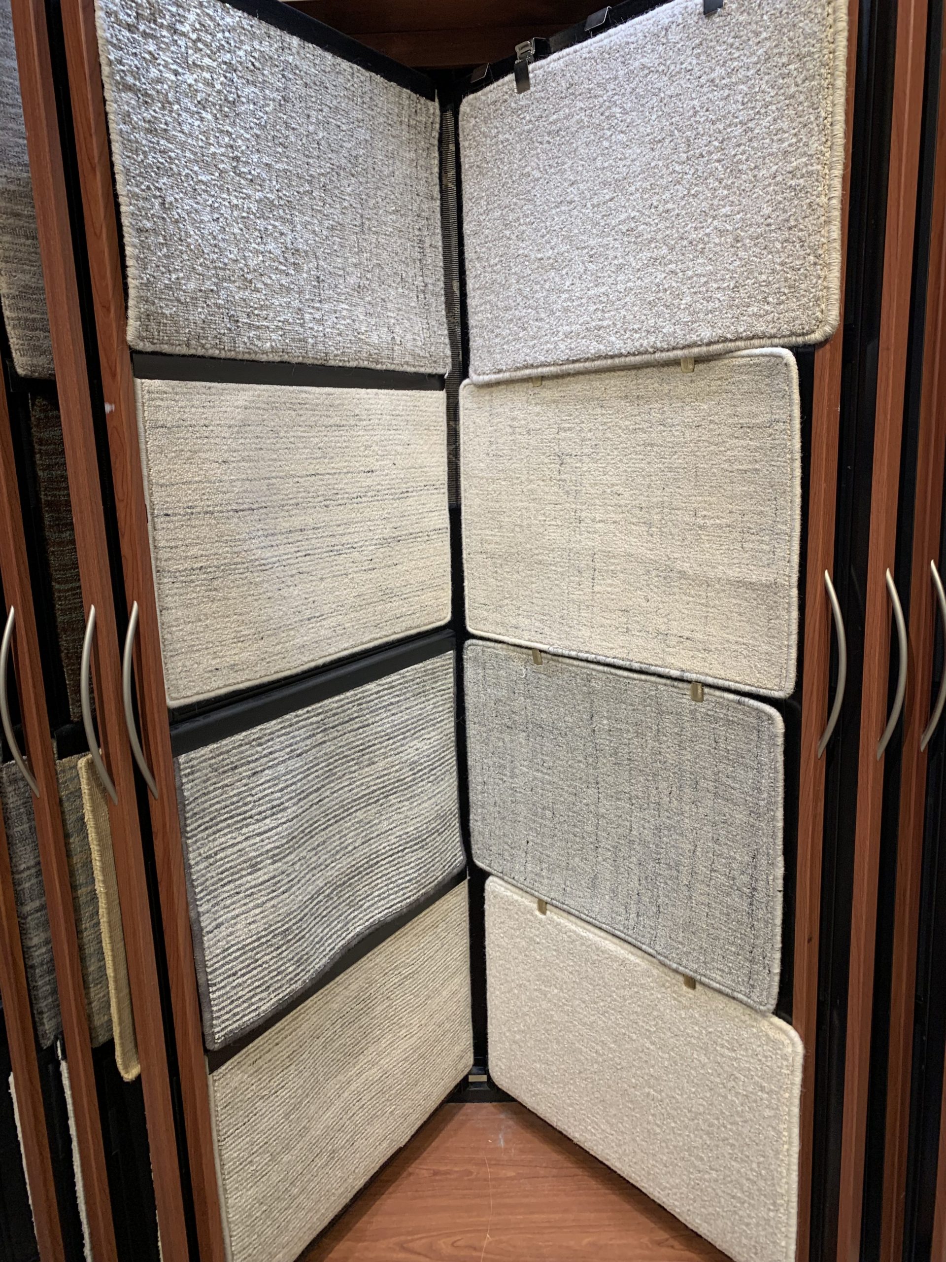 Carpet samples — neutral textures and tones